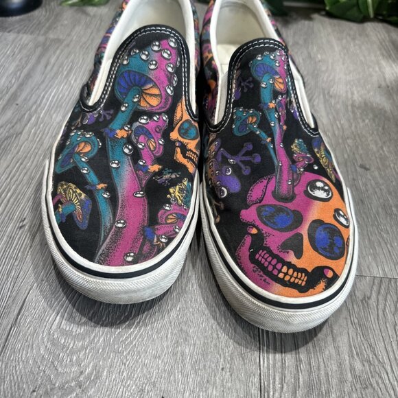 Vans Classic Slip On Trippy Drip Mushroom Skull Shoes Men’s 13 Psychedelic main image 4